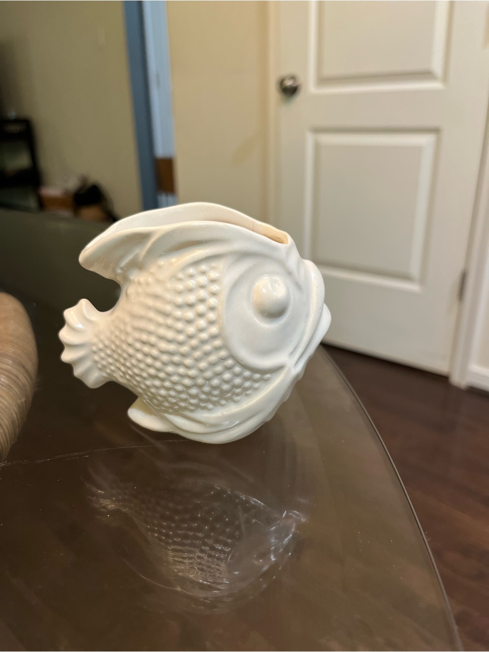Cream Ceramic Fish Decorative Vase - Unbranded